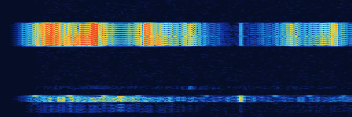Waterfall picture of Wireless sensor bursts (433/315 MHz): pitch runs left to right, time runs downward